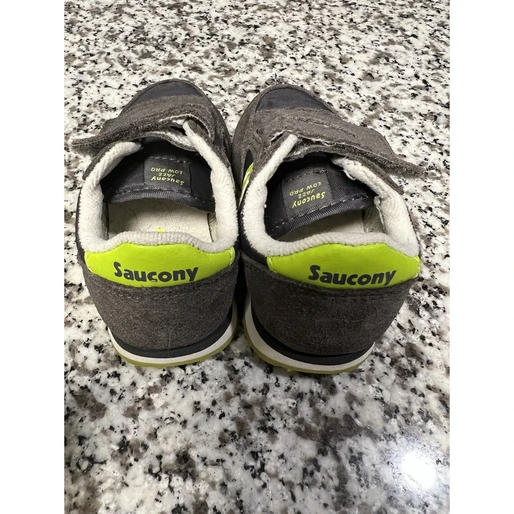 Saucony Kids Baby Jazz Hook & Loop Sneakers Grey Citron Size 4.5M